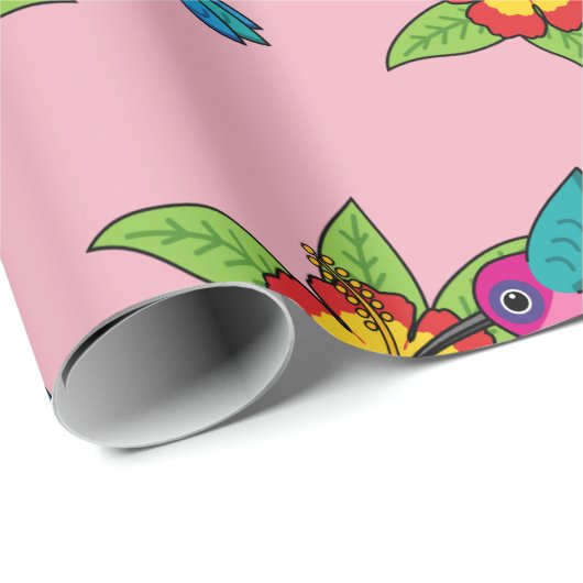 Farbenfrohe Hummingbird im Hibiskus Tropische Blum Geschenkpapier (Rolleneckpunkt)