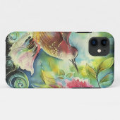 Farbenfrohe Hummingbird Seidenmalerei Case-Mate iPhone Hülle (Rückseite (Horizontal))