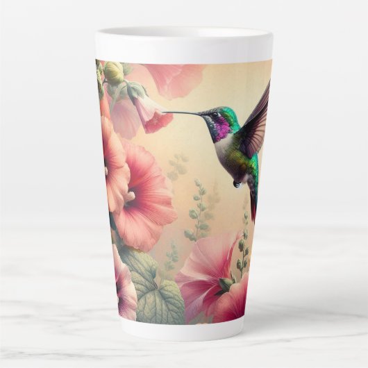 Farbenfrohe Hummingbird und Blume Design Milchtasse (Vorderseite)