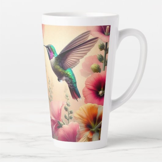 Farbenfrohe Hummingbird und Blume Design Milchtasse (Rechts)