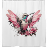 Farbenfrohe Hummingbirds Duschvorhang Set (Vorderseite)