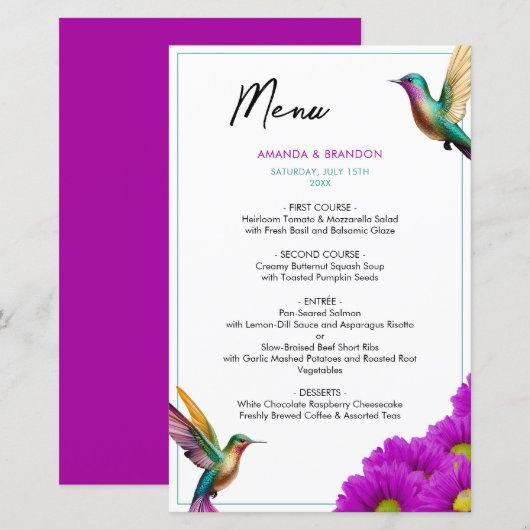 Farbenfrohe Hummingbirds Lila Daisies Wedding (Vorne/Hinten)