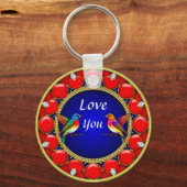 Farbenfrohe Hummingvögel umgeben von romantischem Schlüsselanhänger (Vorderseite)