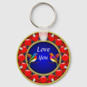 Farbenfrohe Hummingvögel umgeben von romantischem Schlüsselanhänger (Rückseite)