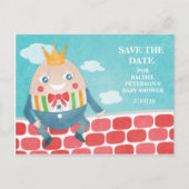 Farbenfrohe Humpty Dumpty Babydusche Save the Date Ankündigungspostkarte (Vorderseite)