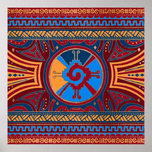Farbenfrohe Hunab Ku Mayan Symbol #3 Poster (Vorne)