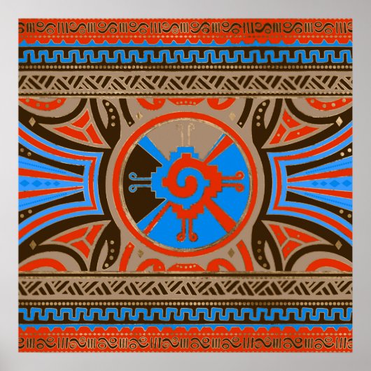 Farbenfrohe Hunab Ku Mayan Symbol #4 Poster (Vorne)