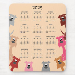 Farbenfrohe Hunde 2025 Kalender Mousepad