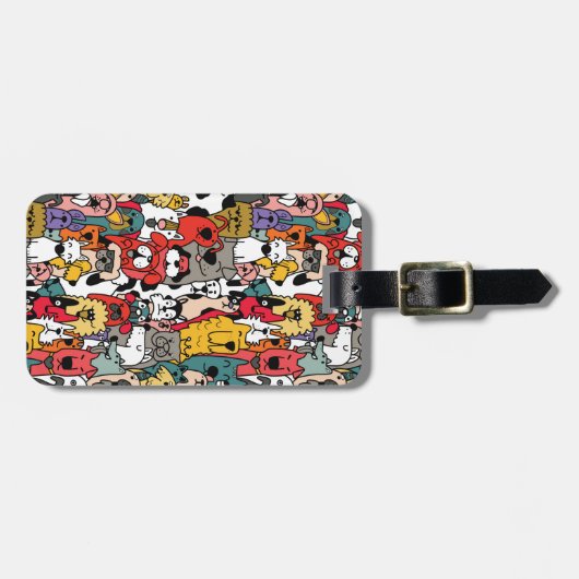 Farbenfrohe Hunde Gepäckanhänger (Vorderseite horizontal)