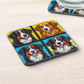 Farbenfrohe Hunde Gestaltete Glas Kunst Getränkeuntersetzer (Linke Seite)