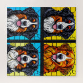 Farbenfrohe Hunde Gestaltete Glas Kunst Puzzle (Horizontal)