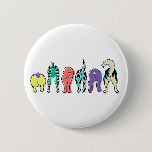 Farbenfrohe Hunde-Hintern Button (Vorderseite)