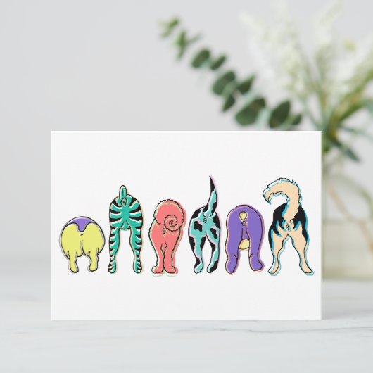 Farbenfrohe Hunde-Hintern Dankeskarte (Stehend Vorderseite)