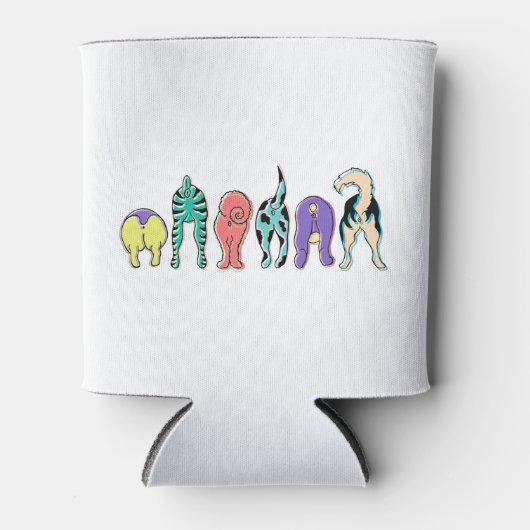 Farbenfrohe Hunde-Hintern Dosenkühler (Vorderseite)