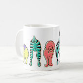Farbenfrohe Hunde-Hintern Kaffeetasse (Vorderseite Links)