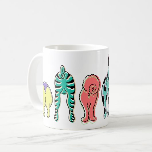 Farbenfrohe Hunde-Hintern Kaffeetasse (Vorderseite Links)