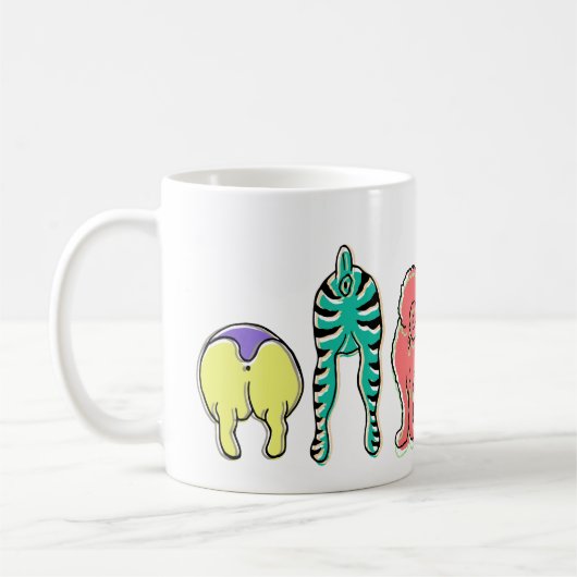 Farbenfrohe Hunde-Hintern Kaffeetasse (Links)
