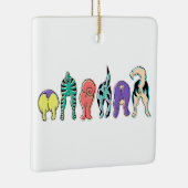 Farbenfrohe Hunde-Hintern Keramikornament (Rechts)