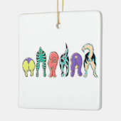 Farbenfrohe Hunde-Hintern Keramikornament (Links)