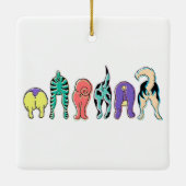 Farbenfrohe Hunde-Hintern Keramikornament (Rückseite)