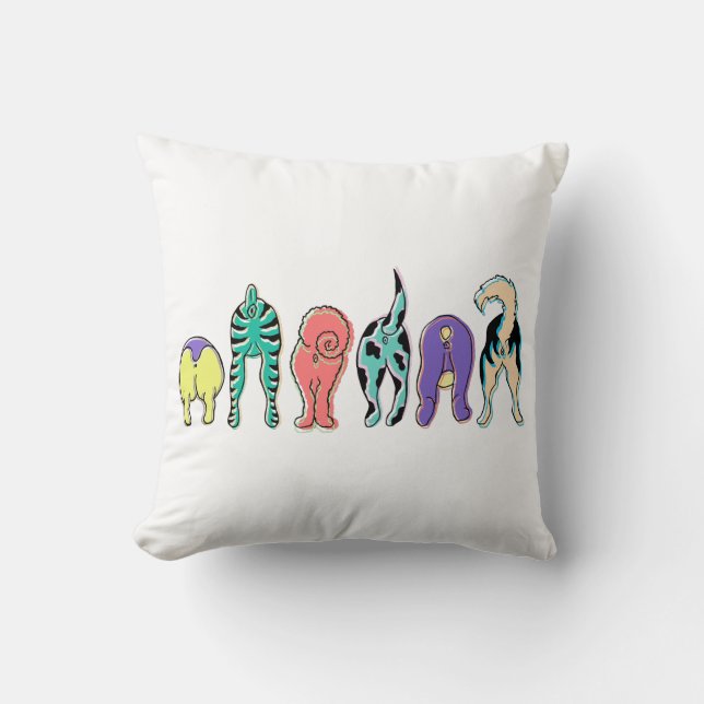 Farbenfrohe Hunde-Hintern Kissen (Vorderseite)