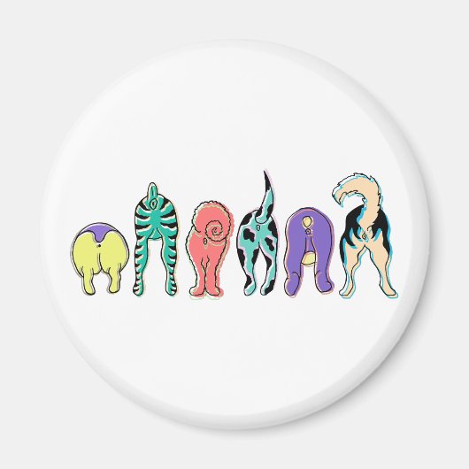 Farbenfrohe Hunde-Hintern Magnet (Vorne)