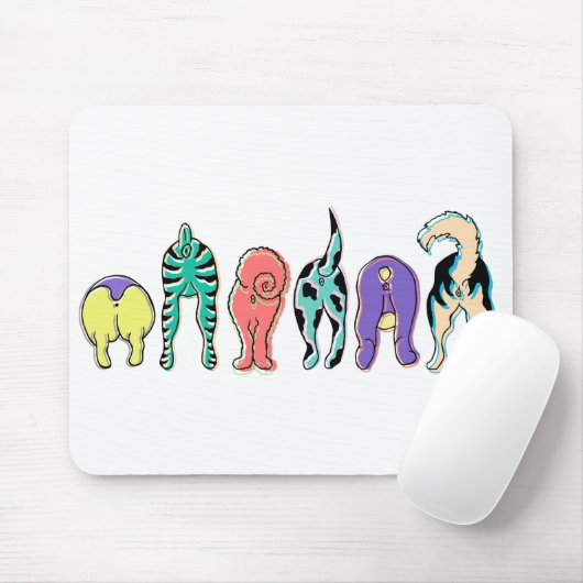 Farbenfrohe Hunde-Hintern Mousepad (Mit Mouse)