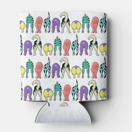 Farbenfrohe Hunde-Hintern-Muster Dosenkühler (Rückseite)