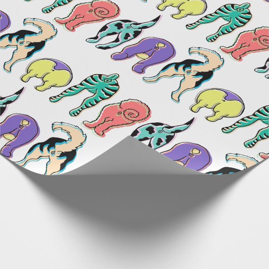 Farbenfrohe Hunde-Hintern-Muster Geschenkpapier (Ecke)