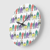 Farbenfrohe Hunde-Hintern-Muster Große Wanduhr (Winkel)