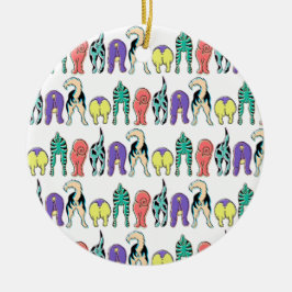 Farbenfrohe Hunde-Hintern-Muster Keramik Ornament