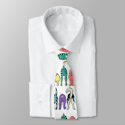 Farbenfrohe Hunde-Hintern-Muster Krawatte (Gebunden)