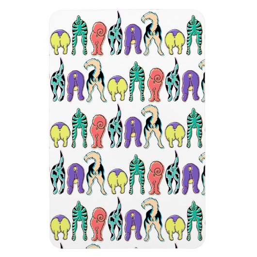 Farbenfrohe Hunde-Hintern-Muster Magnet (Vertikal)