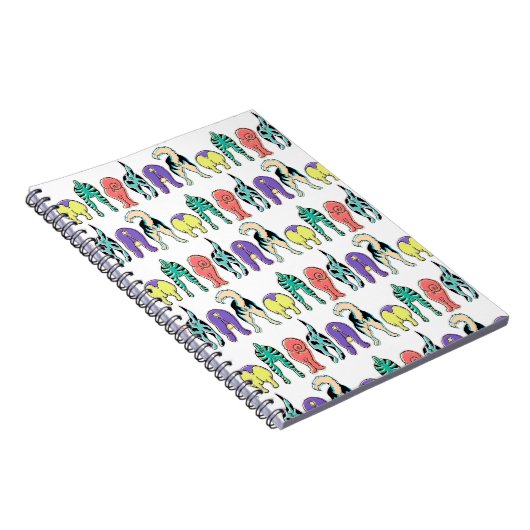 Farbenfrohe Hunde-Hintern-Muster Notizblock (Rechte Seite)