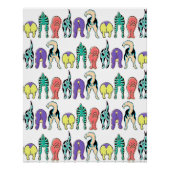 Farbenfrohe Hunde-Hintern-Muster Poster (Vorderseite)