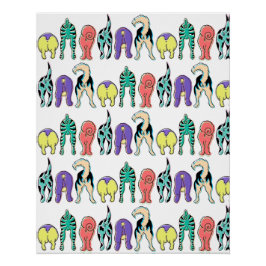 Farbenfrohe Hunde-Hintern-Muster Poster