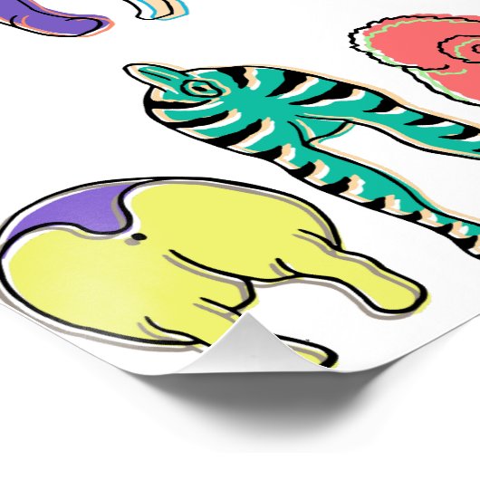 Farbenfrohe Hunde-Hintern-Muster Poster (Ecke)