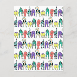 Farbenfrohe Hunde-Hintern-Muster Postkarte