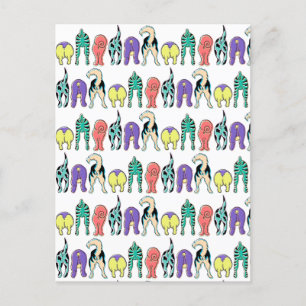 Farbenfrohe Hunde-Hintern-Muster Postkarte