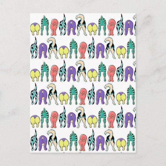 Farbenfrohe Hunde-Hintern-Muster Postkarte (Vorderseite)