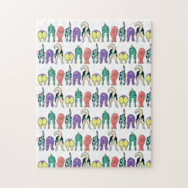Farbenfrohe Hunde-Hintern-Muster Puzzle