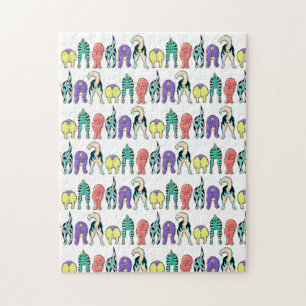 Farbenfrohe Hunde-Hintern-Muster Puzzle