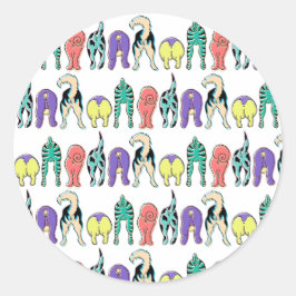 Farbenfrohe Hunde-Hintern-Muster Runder Aufkleber