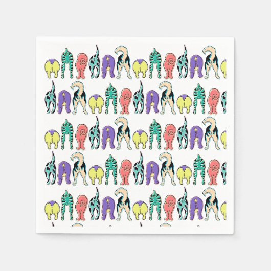 Farbenfrohe Hunde-Hintern-Muster Serviette (Vorderseite)