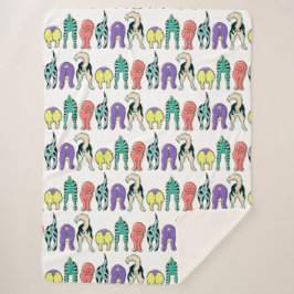 Farbenfrohe Hunde-Hintern-Muster Sherpadecke