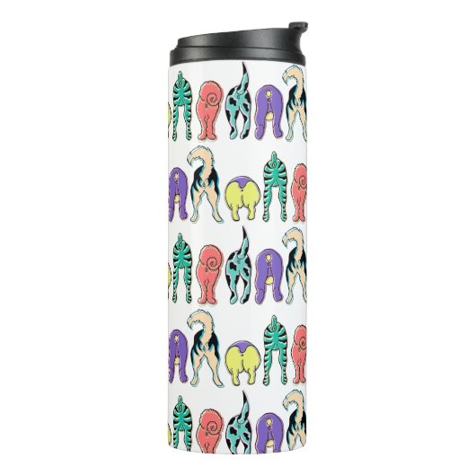 Farbenfrohe Hunde-Hintern-Muster Thermosbecher (Nach links gedreht)