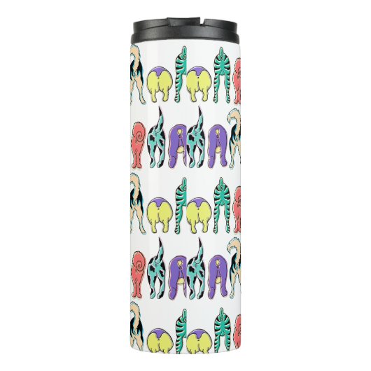 Farbenfrohe Hunde-Hintern-Muster Thermosbecher (Rückseite)