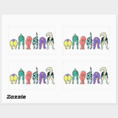 Farbenfrohe Hunde-Hintern Rechteckiger Aufkleber (Blatt)