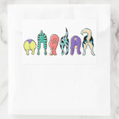 Farbenfrohe Hunde-Hintern Rechteckiger Aufkleber (Tasche)