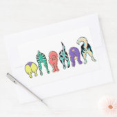 Farbenfrohe Hunde-Hintern Rechteckiger Aufkleber (Umschlag)